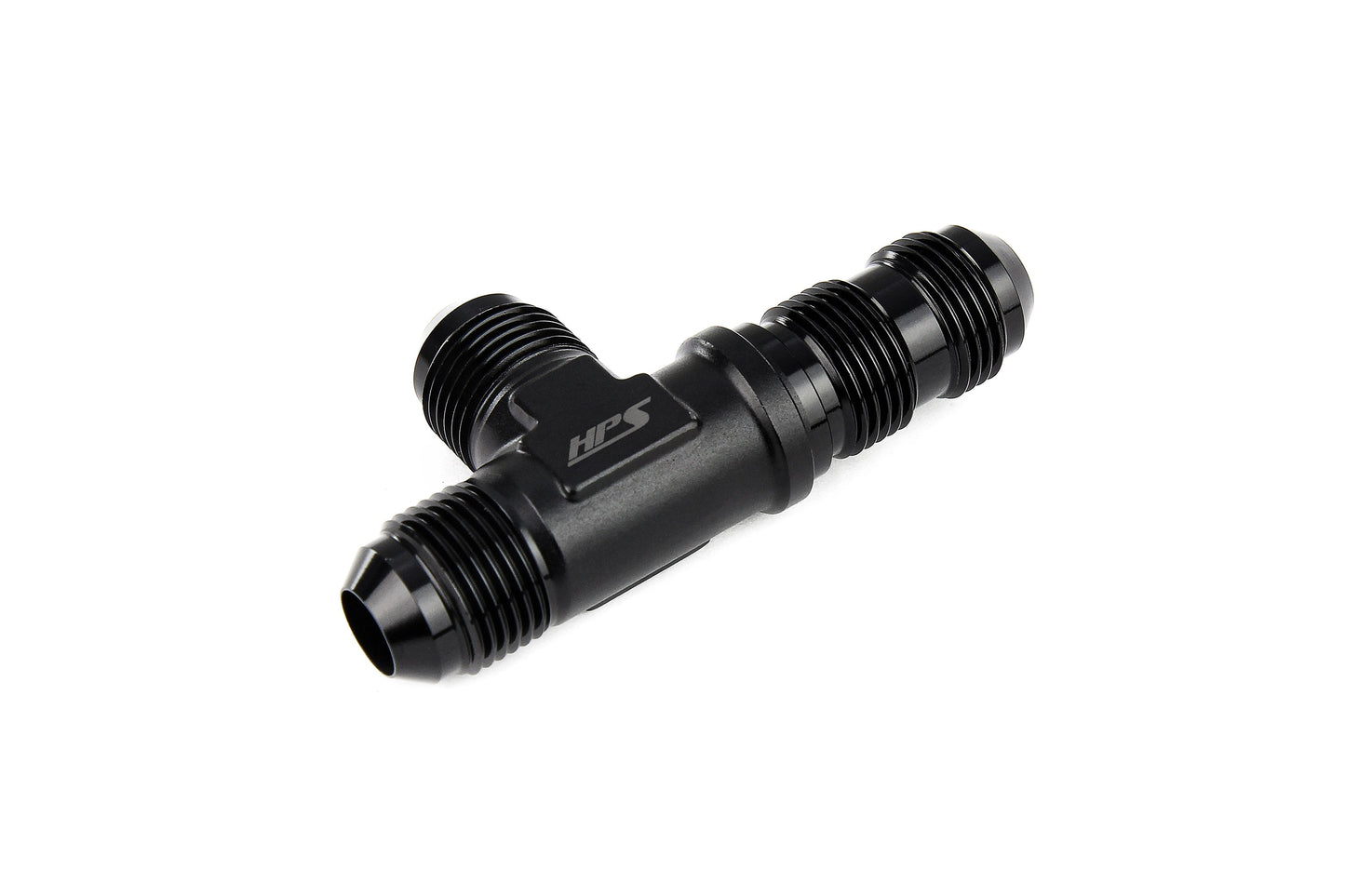 HPS Performance Tee on run -12 AN Male to Male Bulkhead Adapter Aluminum Black