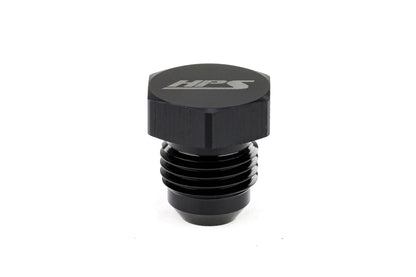 HPS Performance -12 AN Fittings Plug, AN Male 37 Degree Flare, Aluminum, Black