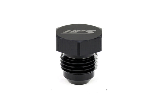 HPS Performance -8 AN Fittings Plug, AN Male 37 Degree Flare, Aluminum, Black