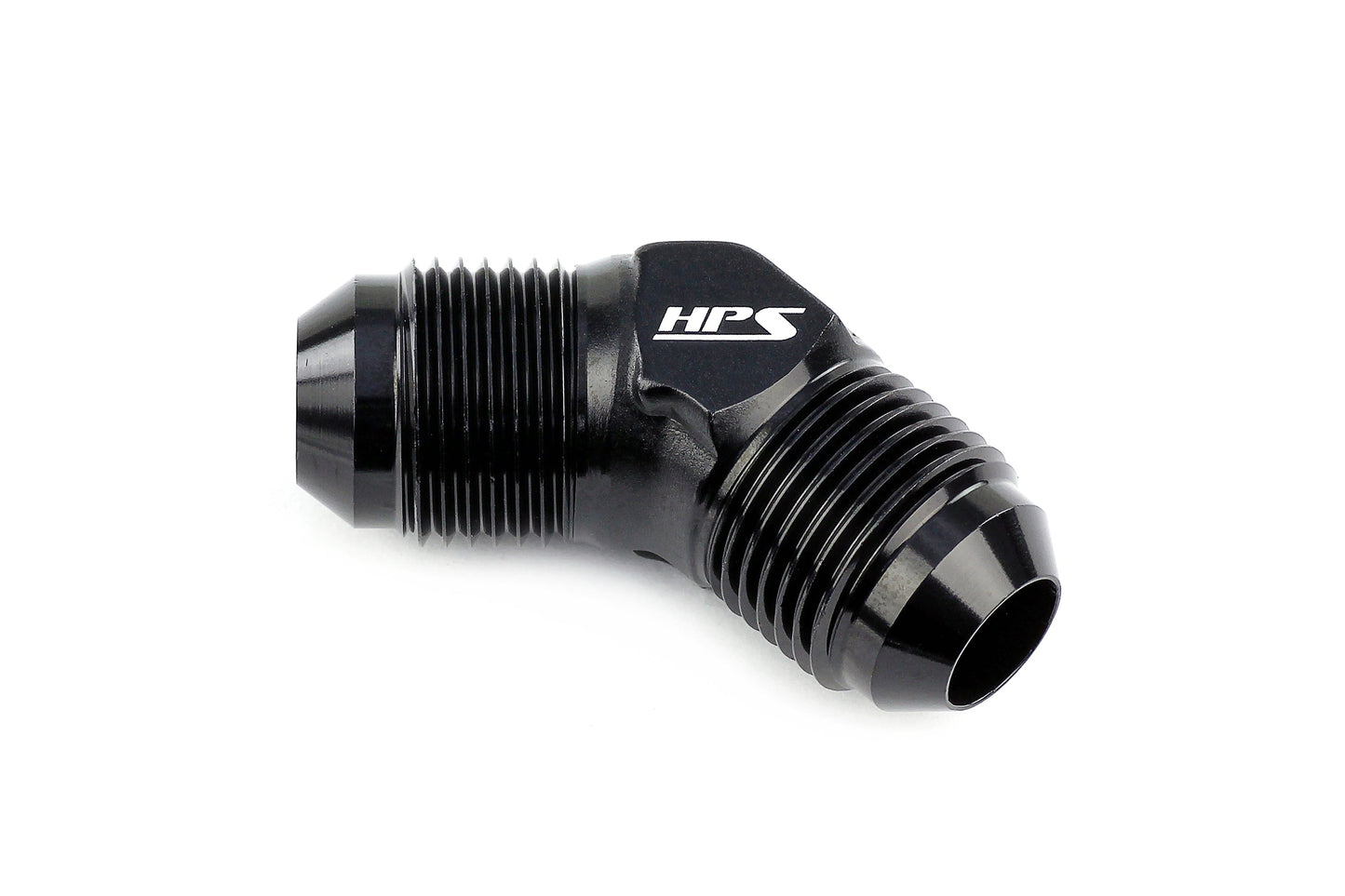 HPS Performance 45 Degree -6 AN Male to Male Union Adapter Aluminum Black