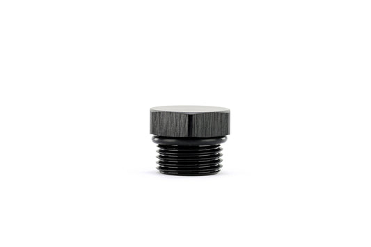 HPS Performance -3 AN Fittings Plug, Port Thread with O-Ring, Aluminum, Black