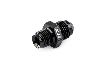 HPS Performance Straight -8 AN Flare to 1/4" NPT Adapter, Aluminum, Black