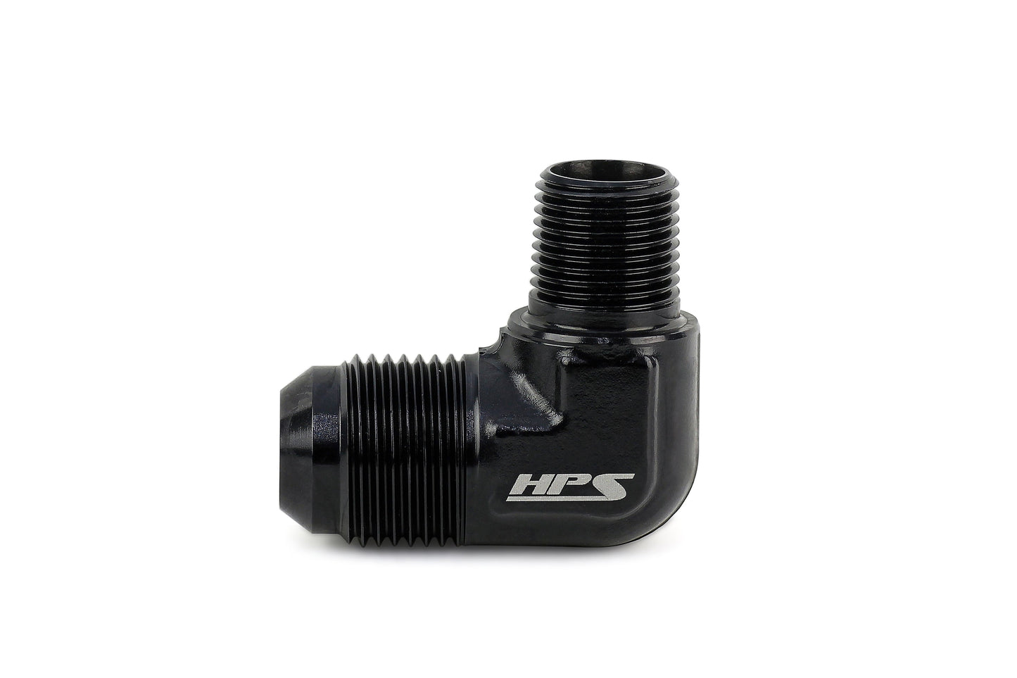 HPS Performance 90 Degree -4 AN Flare to 1/8 inch NPT Adapter Aluminum Black