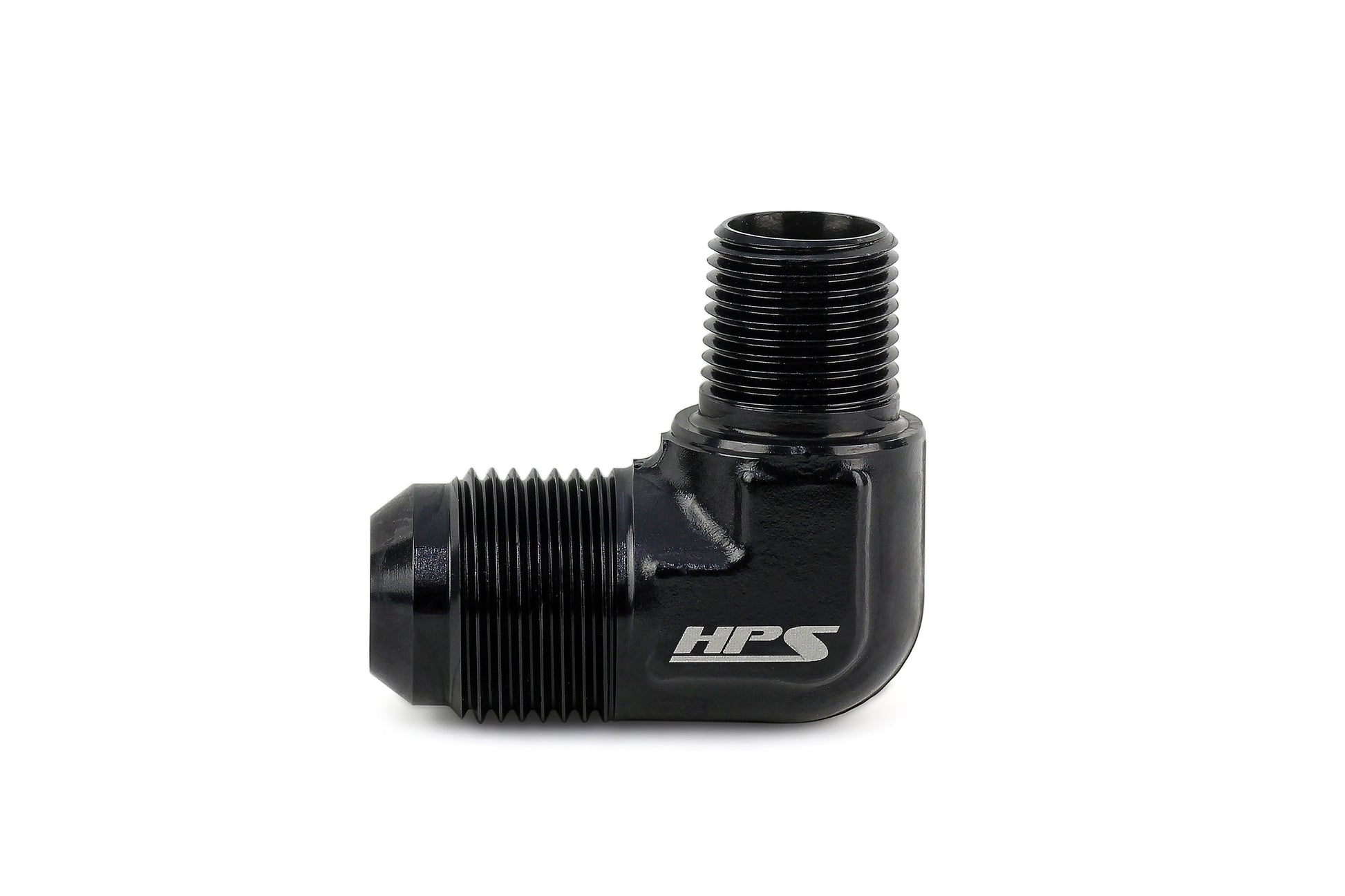 HPS Performance 90 Degree -4 AN Flare to 1/8 inch NPT Adapter Aluminum Black