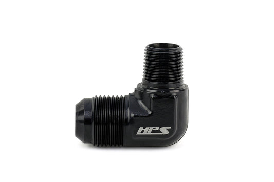 HPS Performance 90 Degree -4 AN Flare to 1/8 inch NPT Adapter Aluminum Black
