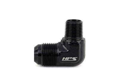 HPS Performance 90 Degree -3 AN Flare to 1/8 inch NPT Adapter Aluminum Black