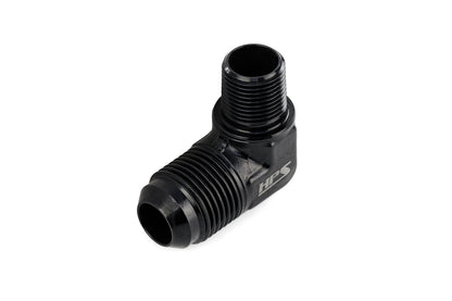 HPS Performance 90 Degree -6 AN Flare to 3/8" NPT Adapter, Aluminum, Black
