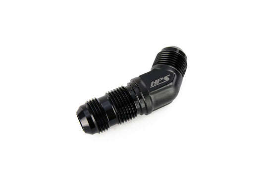 HPS Performance 45 Degree -6 AN Male to Male Bulkhead Adapter Aluminum Black