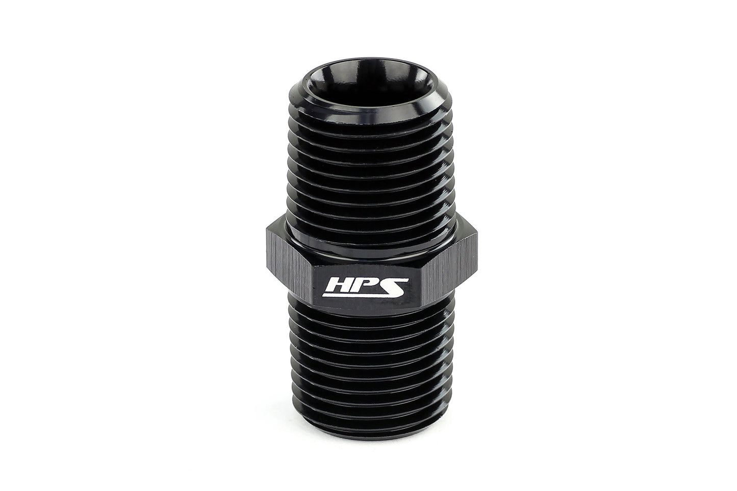 HPS Performance Straight 1/4'' NPT Male to Male Union Coupler Adapter Aluminum Black