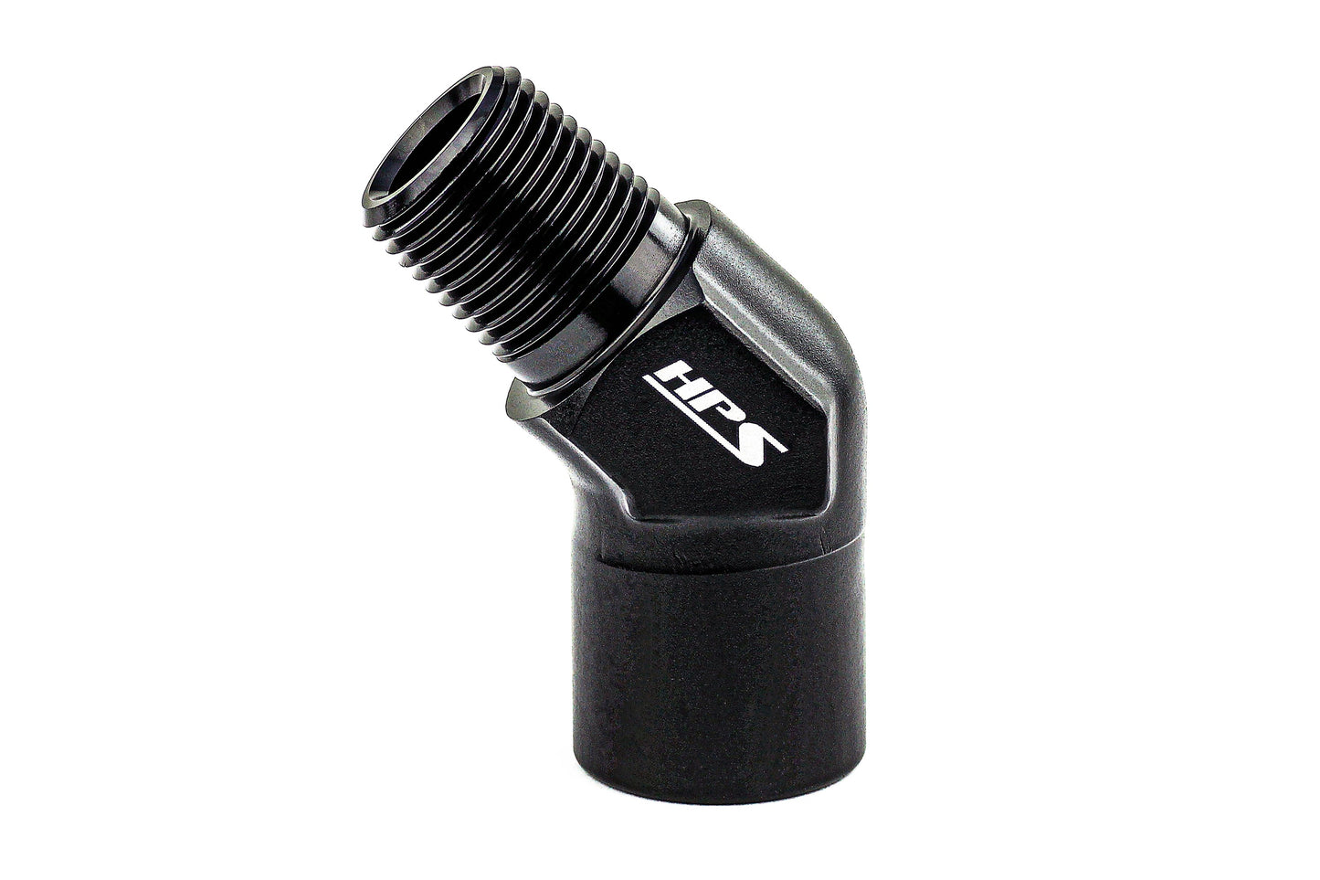 HPS Performance 45 Degree 1/4'' NPT Male To Female Adapter Aluminum Black