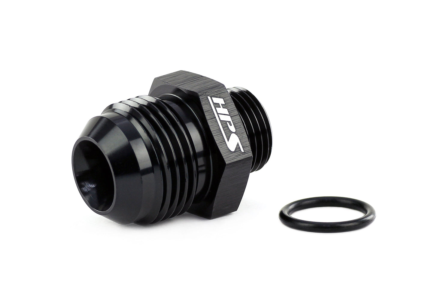 HPS Performance -16 AN Male to -12 O-ring Boss (ORB) Port Thread Male Adapter, Aluminum, Black