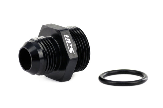 HPS Performance -6 AN Male to -8 O-ring Boss (ORB) Port Thread Male Adapter, Aluminum, Black