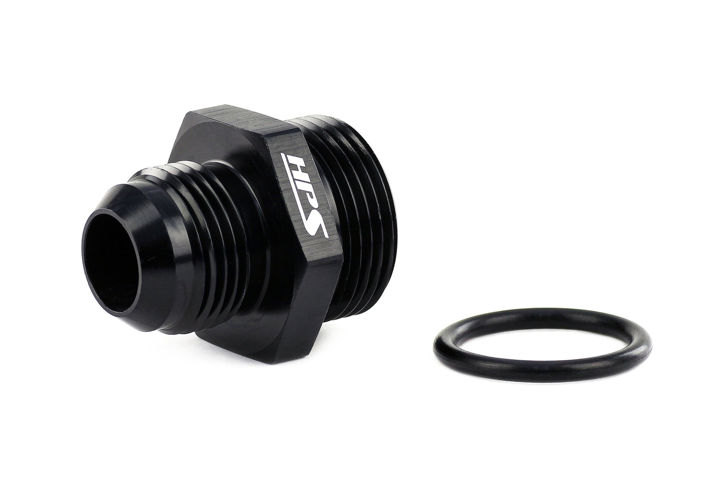 HPS Performance -12 AN Male to -16 O-ring Boss (ORB) Port Thread Male Adapter, Aluminum, Black