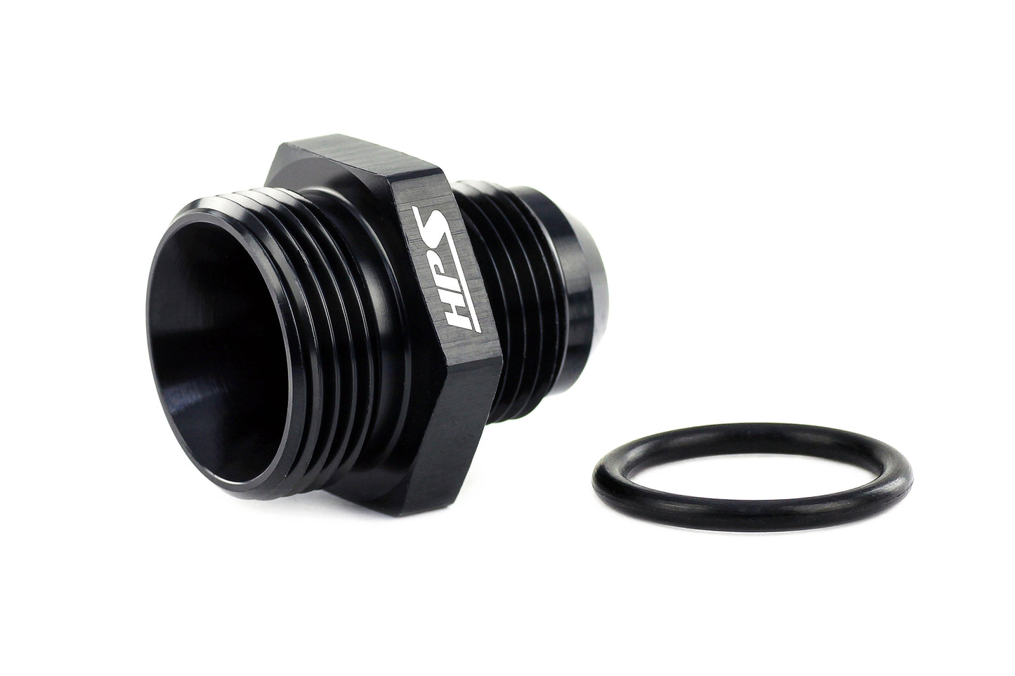 HPS Performance -8 AN Male to -10 O-ring Boss (ORB) Port Thread Male Adapter, Aluminum, Black