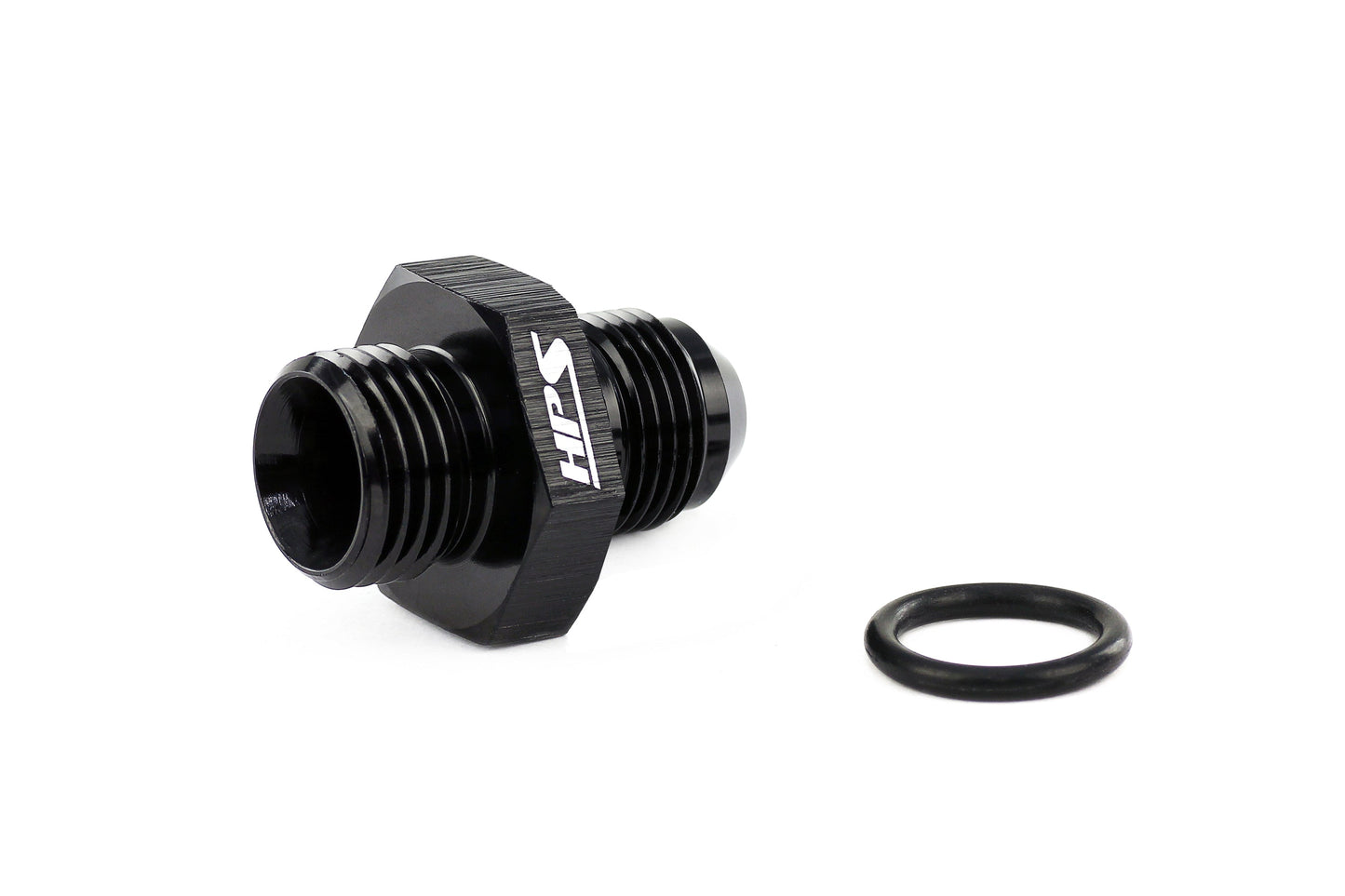 HPS Performance -6 AN Male to -6 O-ring Boss (ORB) Port Thread Male Adapter, Aluminum, Black