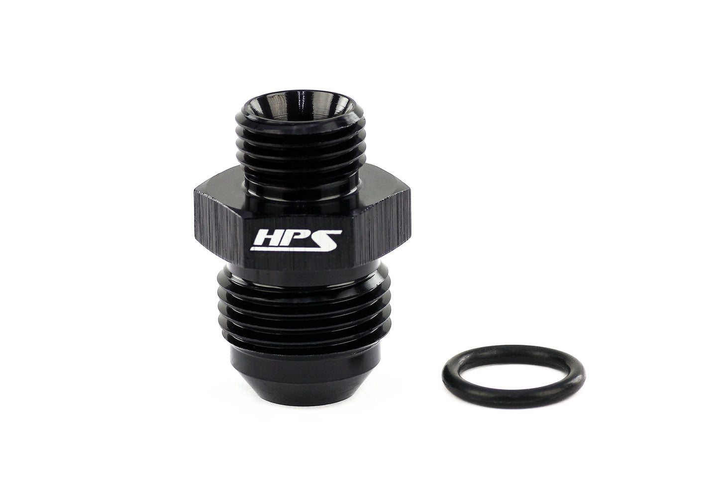 HPS Performance -8 AN Male to -6 O-ring Boss ORB Port Thread Male Adapter Aluminum Black