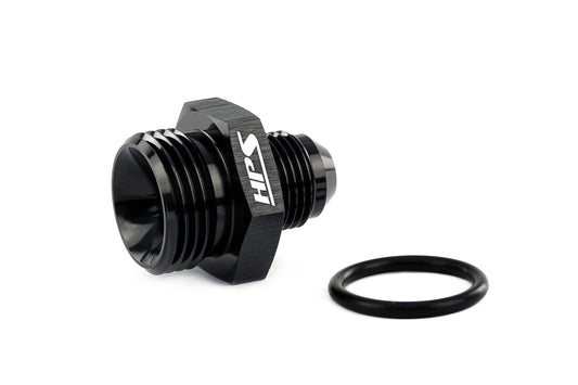 HPS Performance -4 AN Male to -6 O-ring Boss (ORB) Port Thread Male Adapter, Aluminum, Black