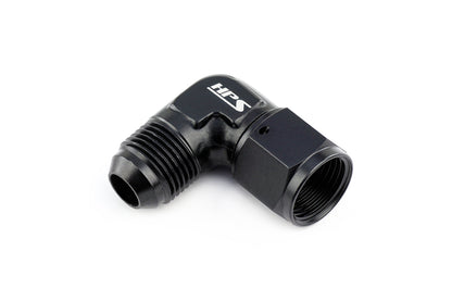 HPS Performance 90 Degree -8 AN Male to Female Swivel Adapter Aluminum Black