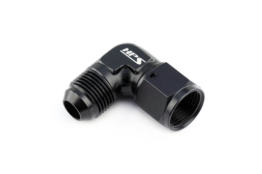 HPS Performance 90 Degree -4 AN Male to Female Swivel Adapter Aluminum Black