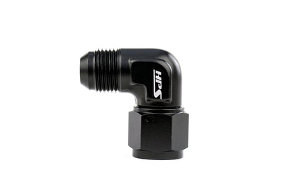 HPS Performance 90 Degree -4 AN Male to Female Swivel Adapter, Aluminum, Black