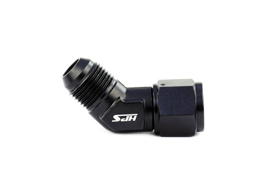 HPS Performance 45 Degree -6 AN Male to Female Swivel Adapter, Aluminum, Black