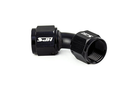 HPS Performance 45 Degree -3 AN Female to Female Swivel Coupling Adapter, Aluminum, Black