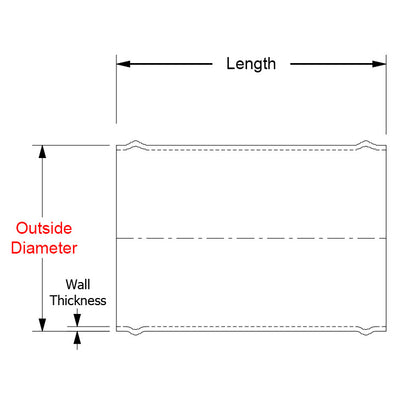 HPS 1-7/8" (48mm) OD x 3" Long, 6061 Aluminum Joiner Tube Piping with Bead Roll