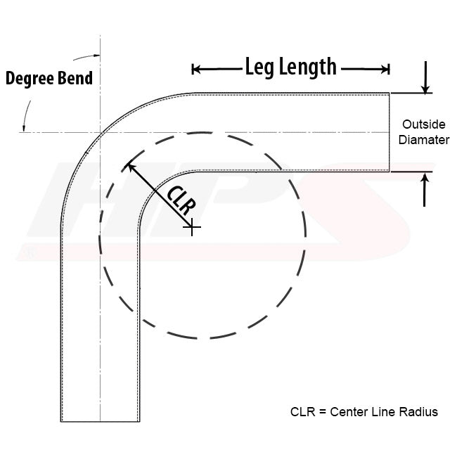 HPS 2-1/4" OD 80 Degree Bend 6061 Aluminum Elbow Pipe Tubing w/ 2-1/4" CLR