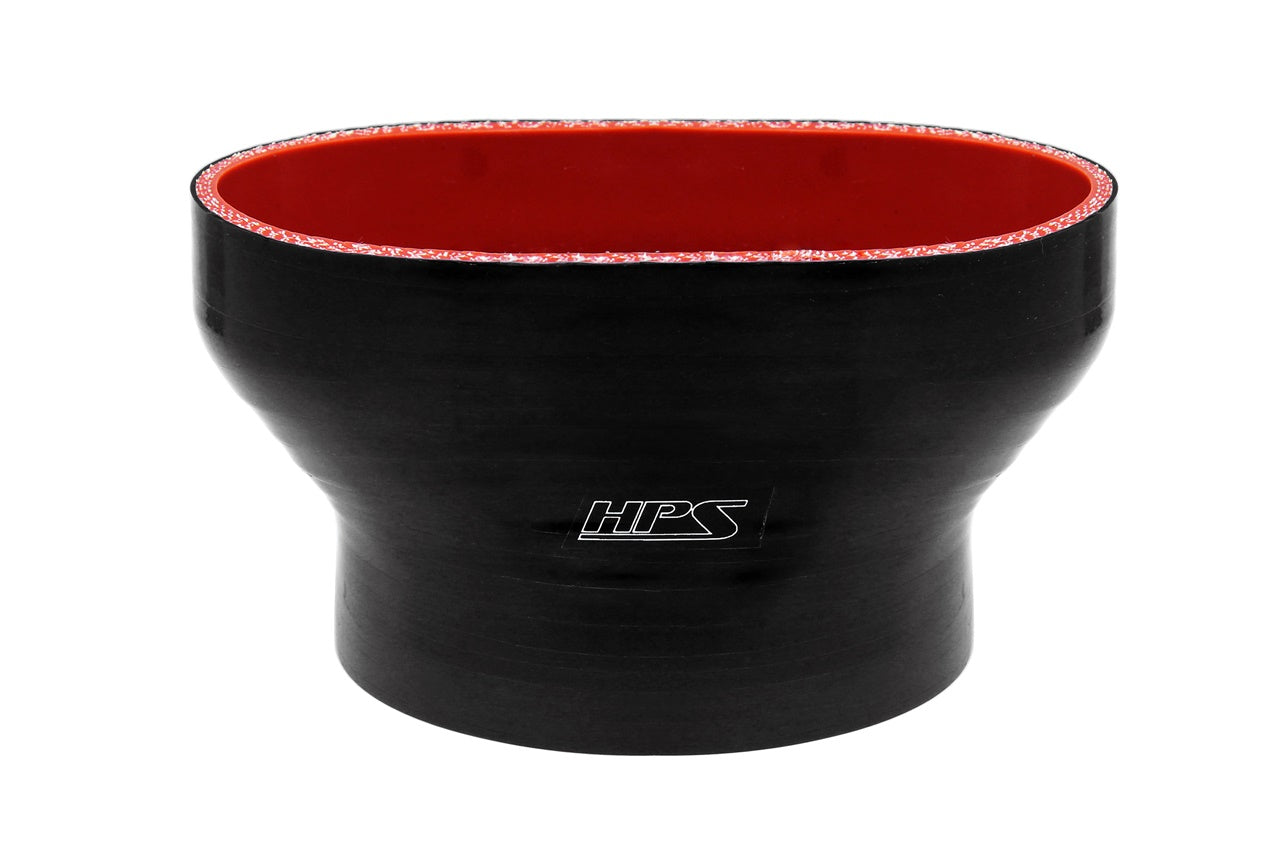 HPS Oval to Round Silicone Reducer Coupler Hose for Ford 60mm Throttle Body M-9926-MSVT to 3 inch Tubing Black