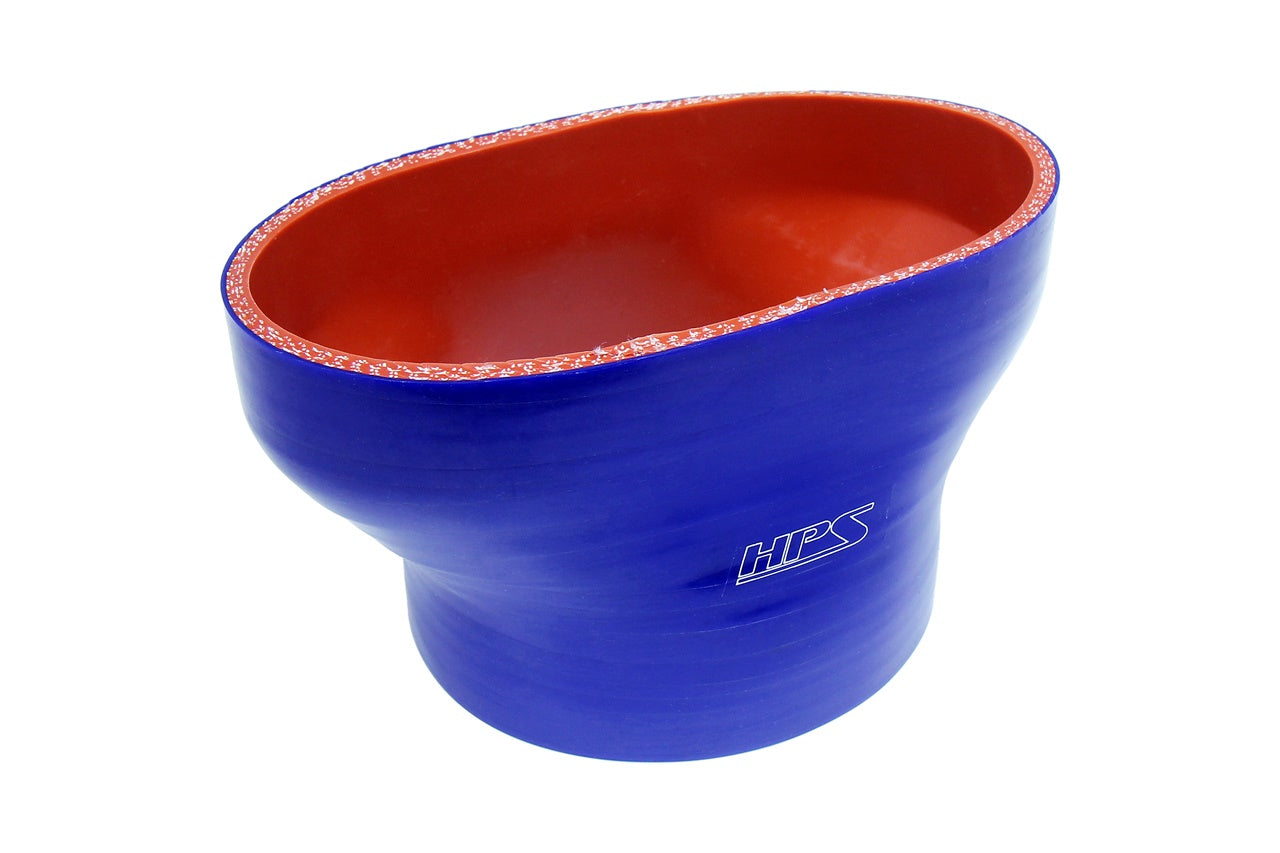 HPS Oval to Round Silicone Reducer Coupler Hose for Ford 60mm Throttle Body (M-9926-MSVT) to 3" Tubing, Blue