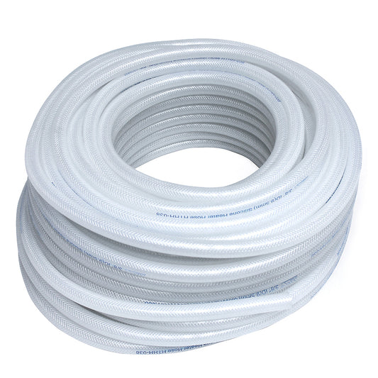HPS 7/8 inch ID Clear high temp reinforced silicone heater hose tubing 100 feet roll Max Temperature Rating: 350F Bend Radius: 4 inch