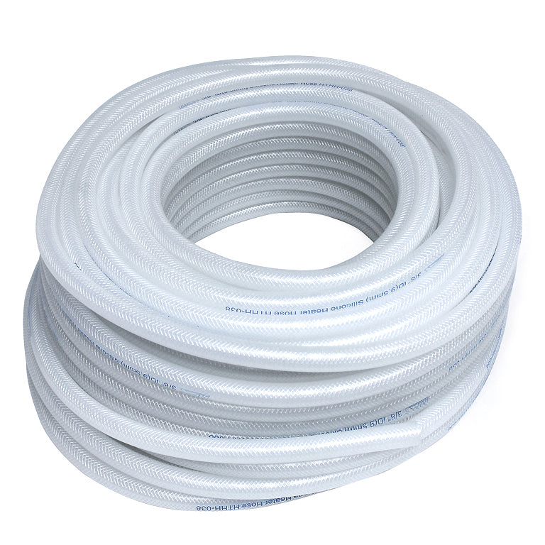 HPS 7/8 inch ID Clear high temp reinforced silicone heater hose tubing 50 feet roll Max Temperature Rating: 350F Bend Radius: 4 inch