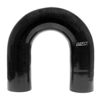 HPS 2-3/8 inch ID High Temp 4-ply Reinforced Silicone 180 Degree U Bend Elbow Coupler Hose Black 60mm ID