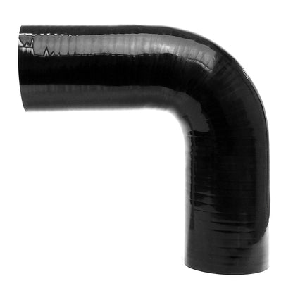 HPS 1-3/8 inch ID 10 inch Leg Silicone 90 Degree Elbow Coupler Hose High Temp 4-ply Reinforced Black 35mm ID