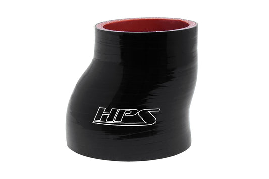 HPS 1-3/4 inch - 2 inch ID 3 inch Long High Temp 4-ply Reinforced Silicone Offset Reducer Coupler Hose Black 45mm - 51mm ID 76mm Length