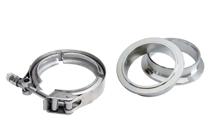 HPS Stainless Steel 2.5" V Band Clamp Kit, Stainless Steel Flanges, Quick Release